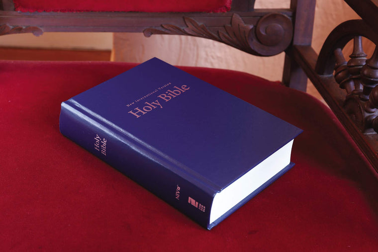 NIV, Church Bible (Pew Bible), Large Print, Hardcover, Blue, Comfort Print — back cover