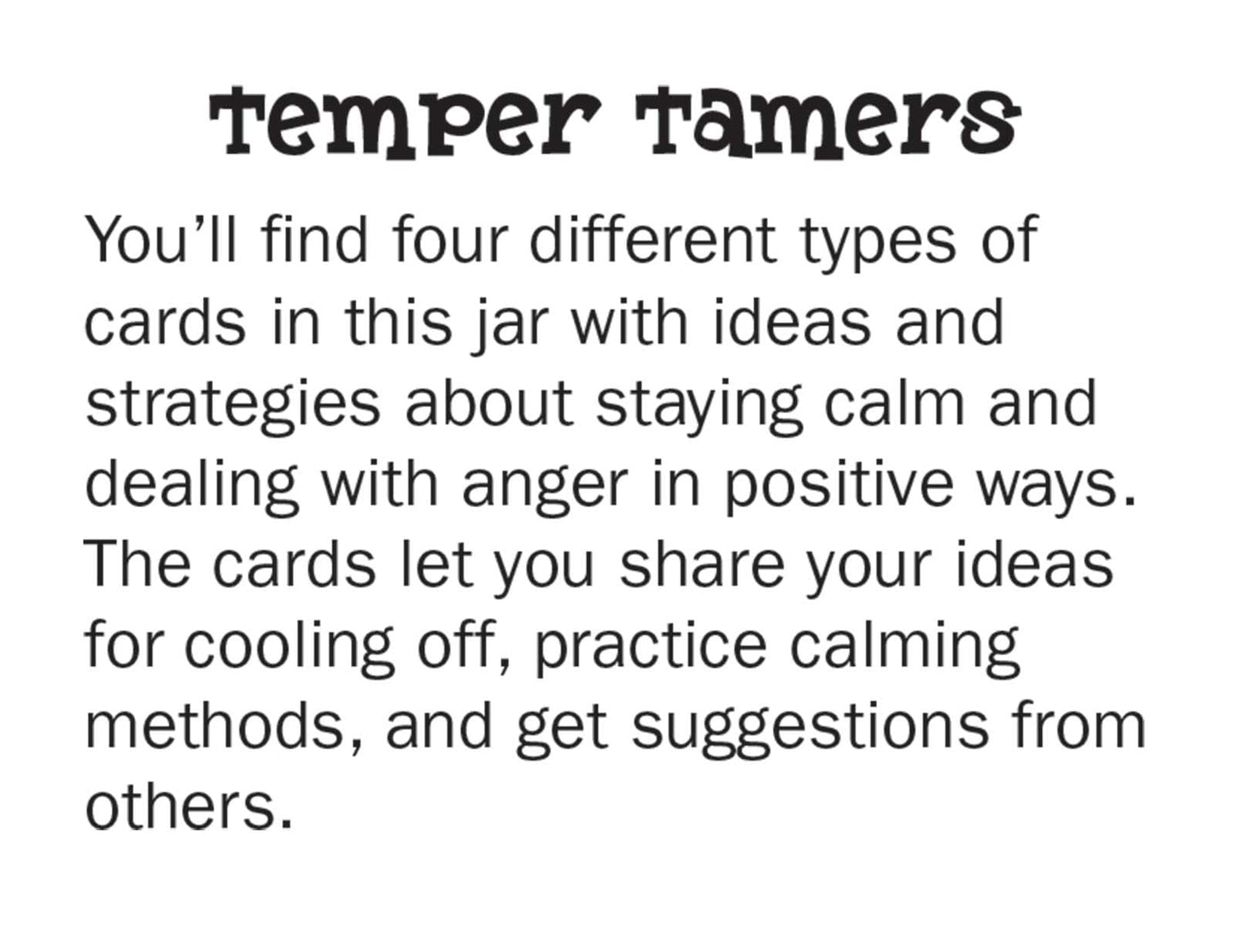 Temper Tamers In a Jar: Helping Kids Cool Off and Manage Anger