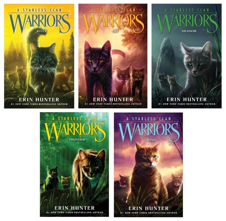 Warriors: A Starless Clan Series 5-Book Collection Set - Epic Clan Battles in the Wild - River, Sky, Shadow, Thunder, Wind