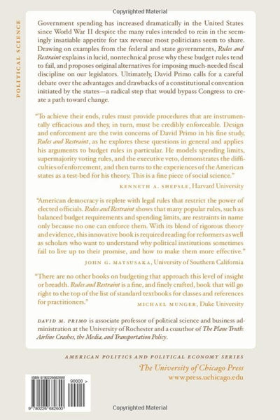 Rules and Restraint: Government Spending and the Design of Institutions (American Politics and Political Economy Series)