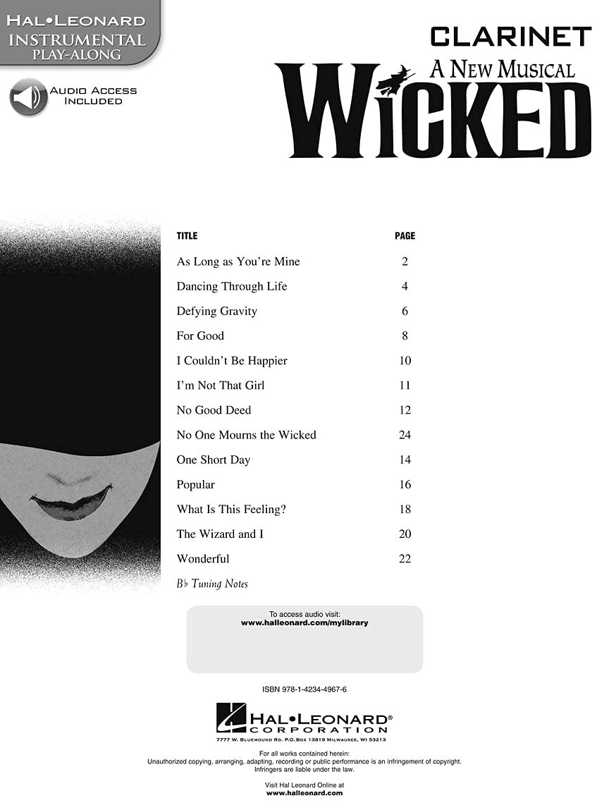 Wicked: Clarinet Play-Along Pack (Instrumental Play-along)