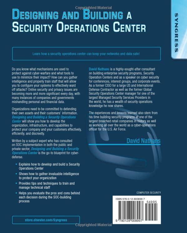 Designing and Building Security Operations Center — back cover