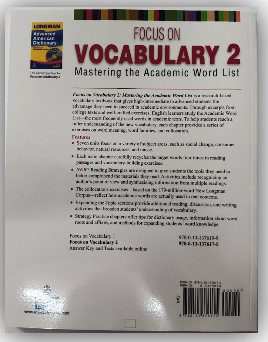 FOCUS ON VOCABULARY 2 2/E STUDENT BOOK 137617