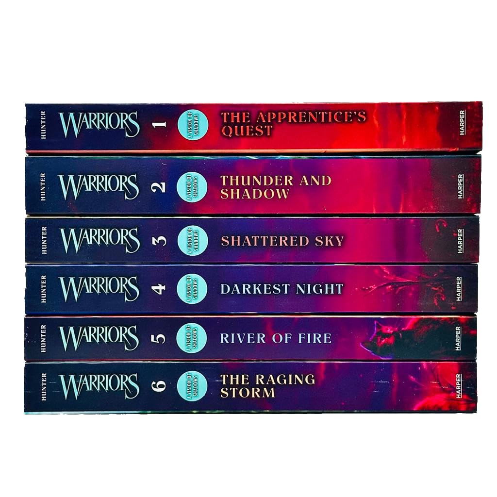 Warriors Cat A Vision of Shadows Series Books 1 - 6 Series 5 Collection Set By Erin Hunter (Apprentice's Quest, Thunder and Shadow, Shattered Sky, Darkest Night, River of Fire & Raging Storm)