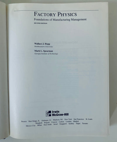 Factory Physics Second Edition