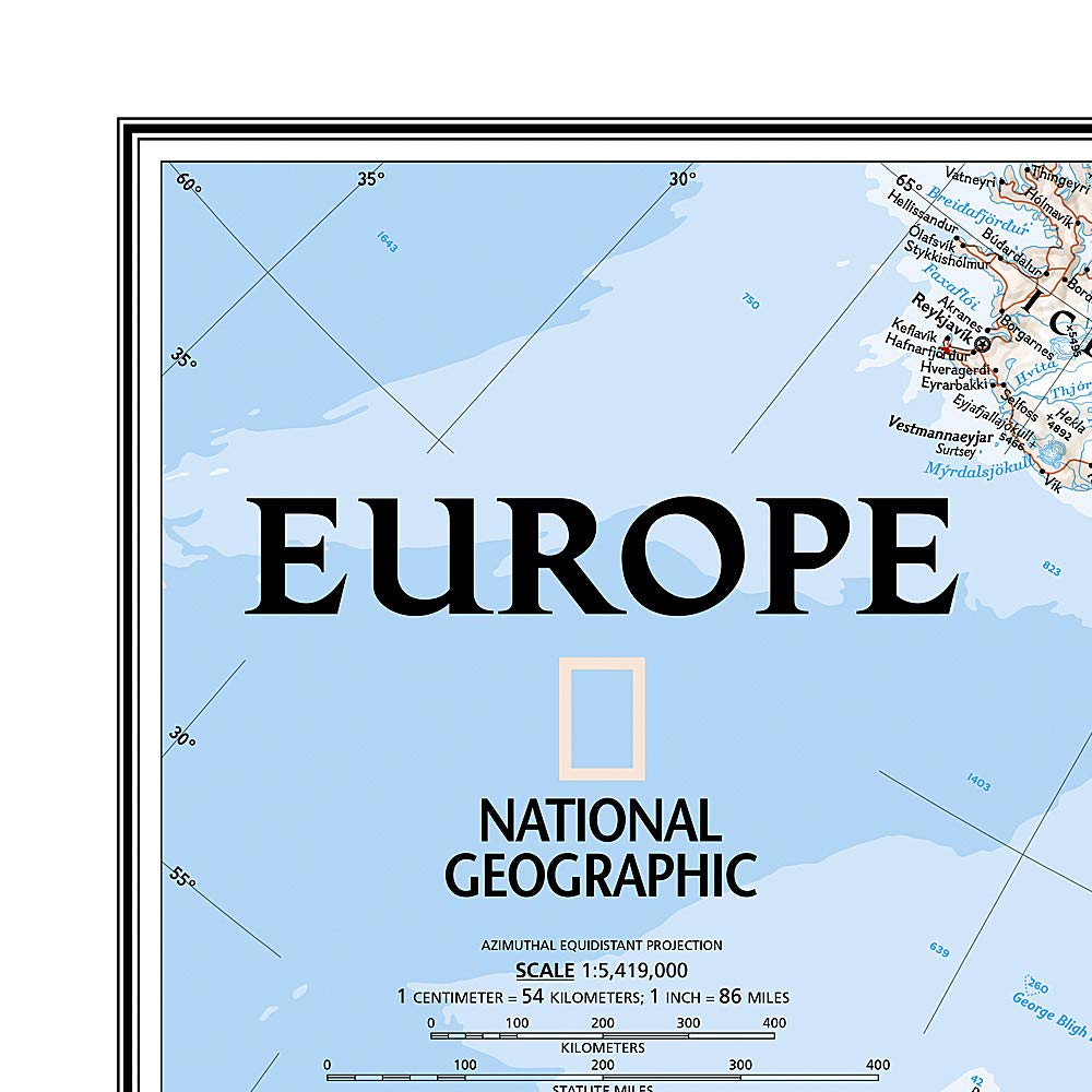 National Geographic: Europe Classic Enlarged Wall Map (46 x 35.75 inches) (National Geographic Reference Map)