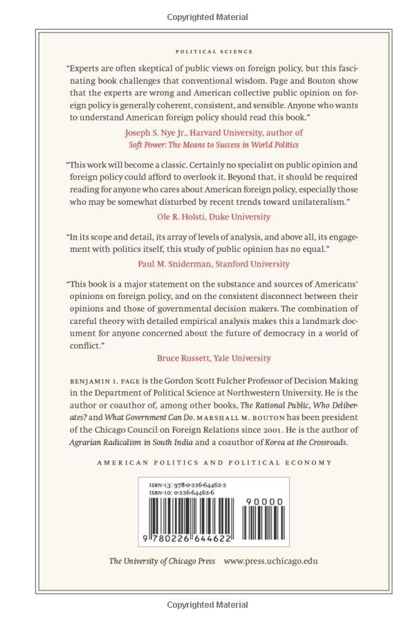 The Foreign Policy Disconnect: What Americans Want from Our Leaders but Don't Get (American Politics and Political Economy Series) — back cover