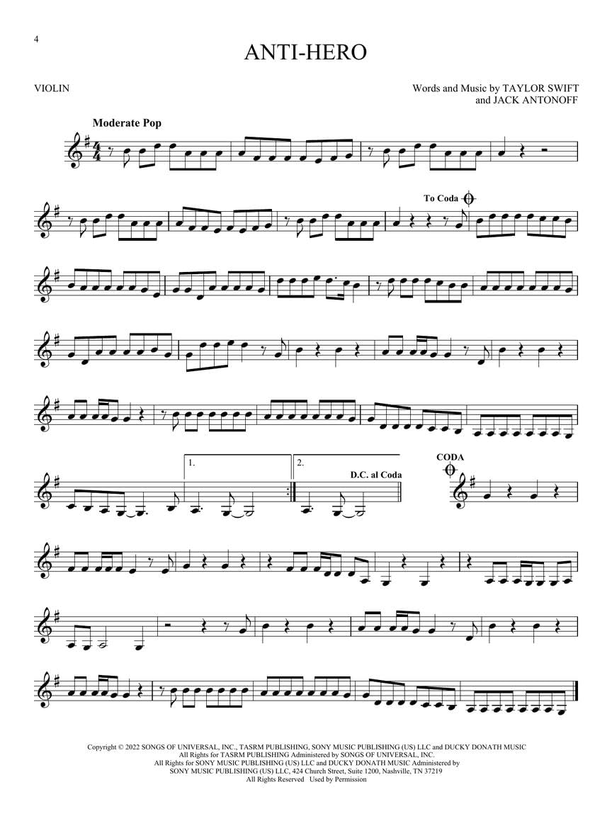 Taylor Swift: for Violin