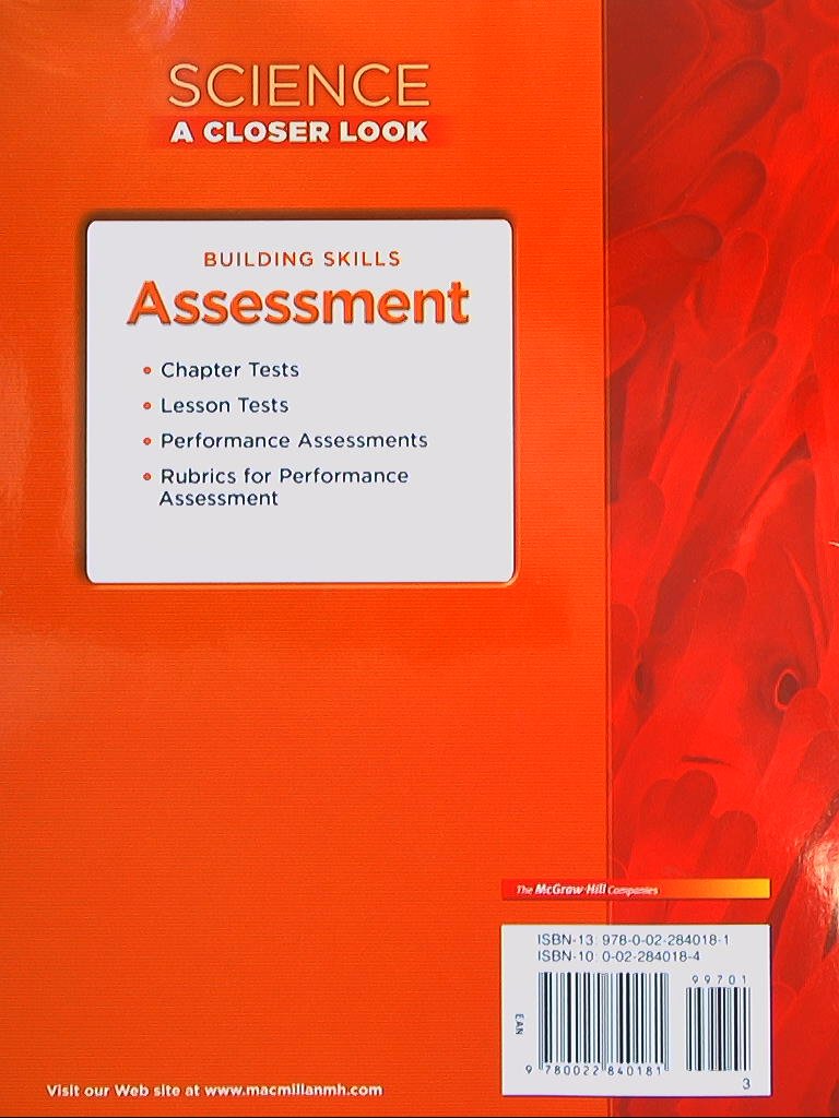 Science, A Closer Look, Grade 5, Assessment Book (ELEMENTARY SCIENCE CLOSER LOOK)