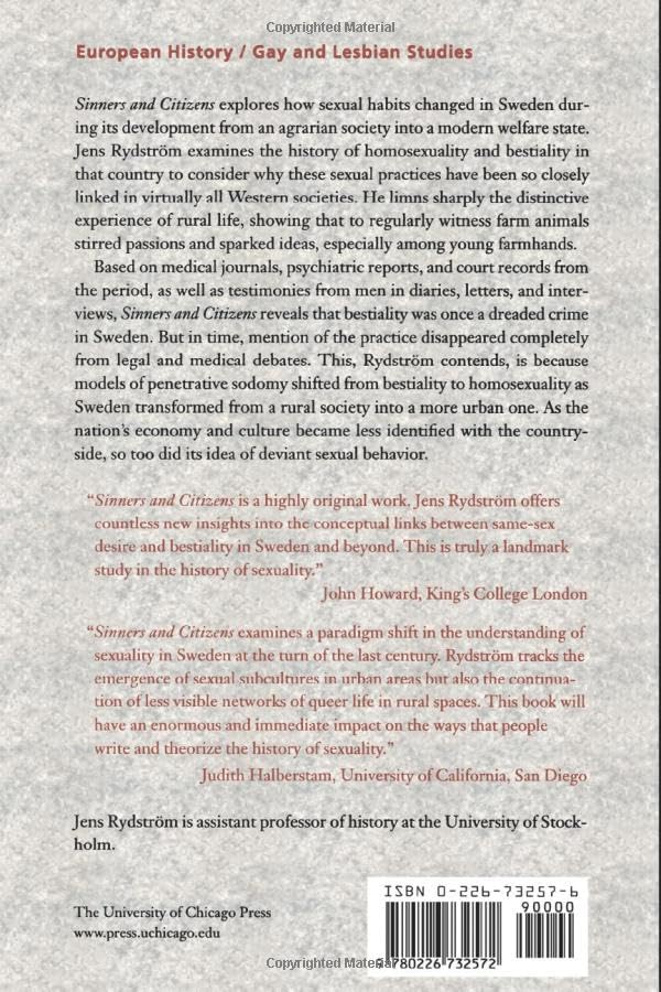 Sinners and Citizens: Bestiality and Homosexuality in Sweden, 1880-1950 (The Chicago Series on Sexuality, History, and Society)