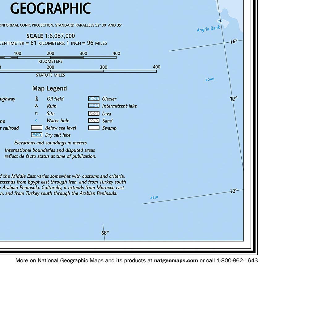 National Geographic: Middle East Classic Wall Map - Laminated (30.25 x 23.5 inches) (National Geographic Reference Map)