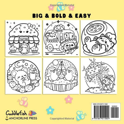 Cozy Foodies: Cute and Comfy Coloring Book for Adults and Teens with Kawaii Fuzzy Creatures and Easy and Bold Relaxing Scenes for Stress Relief (Hygge Moments Easy Art Therapy)