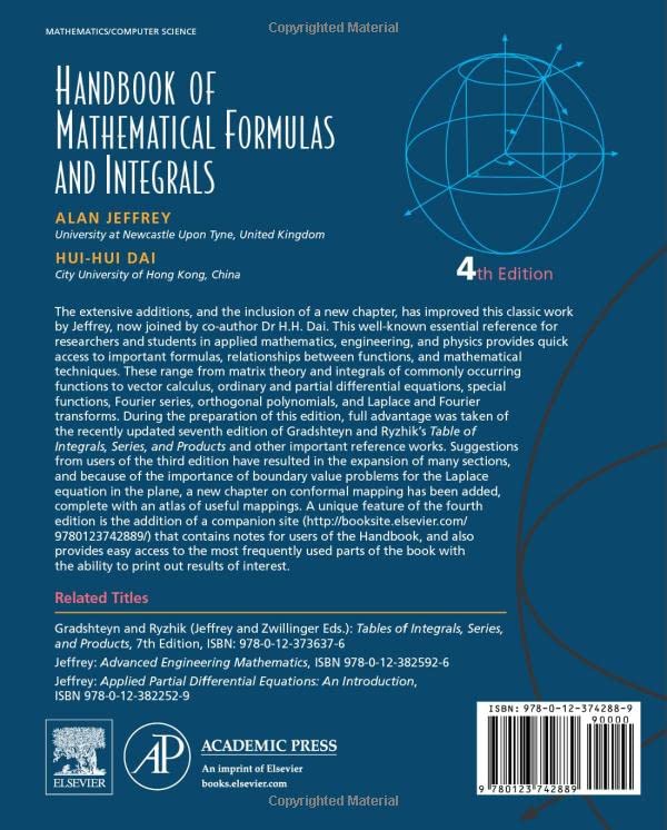 Handbook of Mathematical Formulas and Integrals