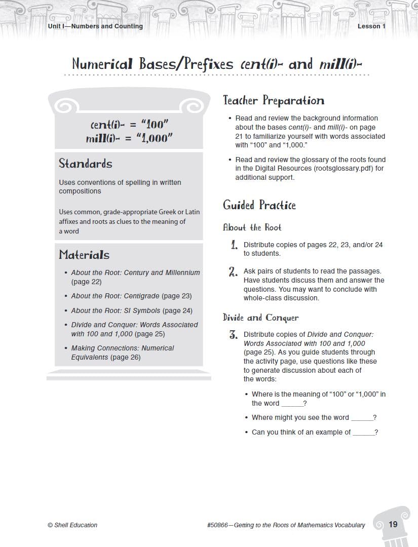 Getting to the Roots of Mathematics Vocabulary Levels 6-8 (Getting to the Roots of Content-Area Vocabulary)
