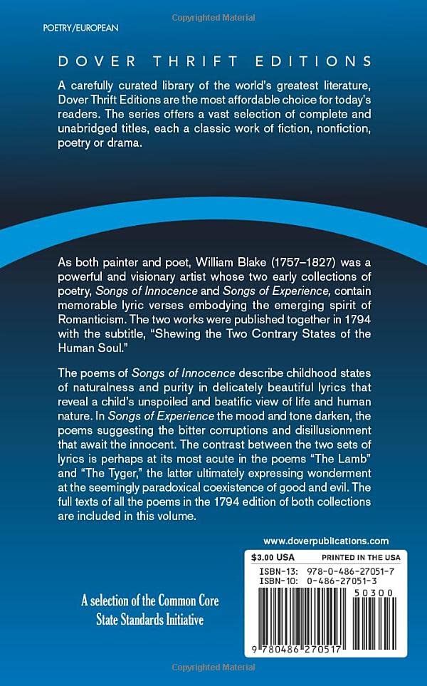 Songs of Innocence and Songs of Experience (Dover Thrift Editions: Poetry)