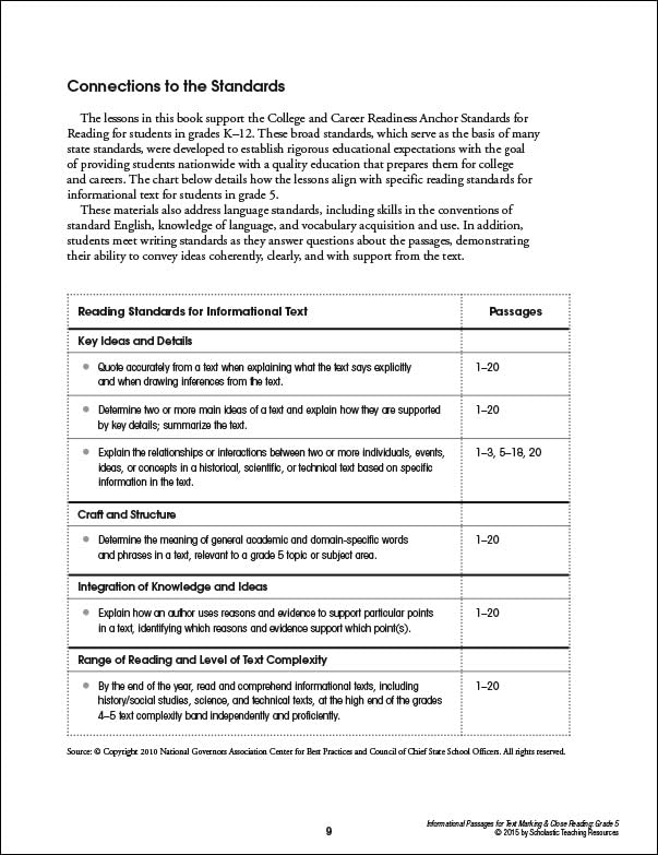 Informational Passages for Text Marking & Close Reading: Grade 5: 20 Reproducible Passages With Text-Marking Activities That Guide Students to Read Strategically for Deep Comprehension
