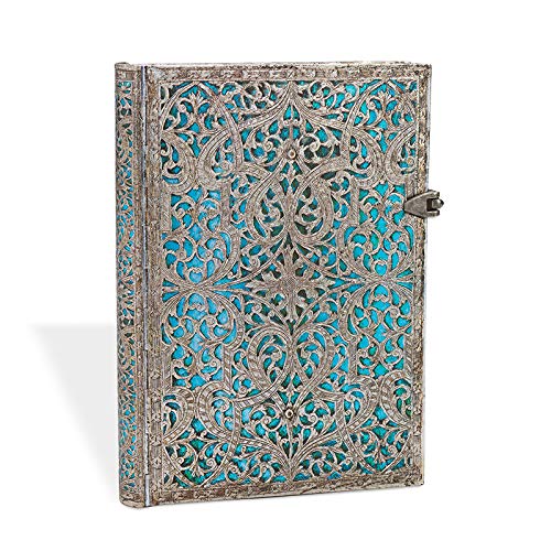 Paperblanks Maya Blue Lined Midi Journal (Silver Filigree Collection)