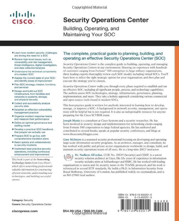 Security Operations Center: Building, Operating, and Maintaining your SOC