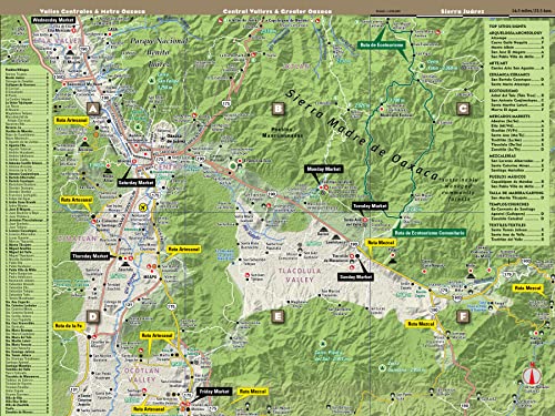 StreetSmart Oaxaca Map by VanDam -- Laminated State, Region and City Map to Oaxaca, Mexico with all attractions, sights, museums, mezcalerias, hotels, ... 2024 Edition (English and Spanish Edition)
