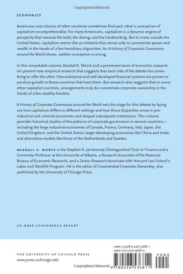 A History of Corporate Governance around the World: Family Business Groups to Professional Managers (National Bureau of Economic Research Conference Report)