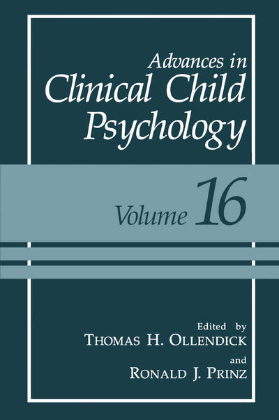 Advances in Clinical Child Psychology (Advances in Clinical Child Psychology, 16)