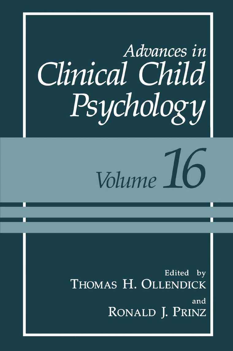 Advances in Clinical Child Psychology (Advances in Clinical Child Psychology, 16)