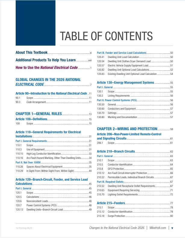 Mike Holt's Illustrated Guide to Changes to the National Electrical Code Textbook, Electrical Exam Preparation, 2026 NEC