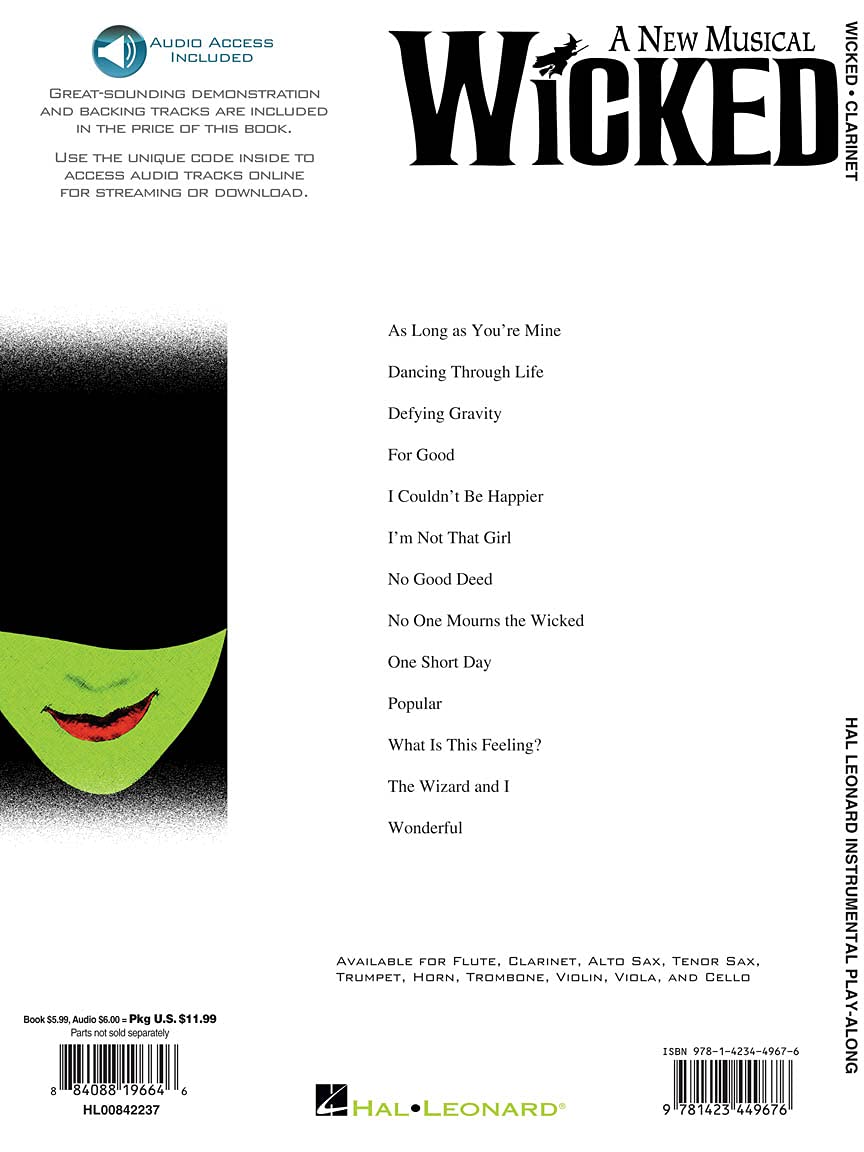 Wicked: Clarinet Play-Along Pack (Instrumental Play-along)