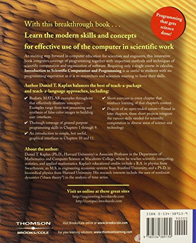 Introduction to Scientific Computation and Programming — back cover