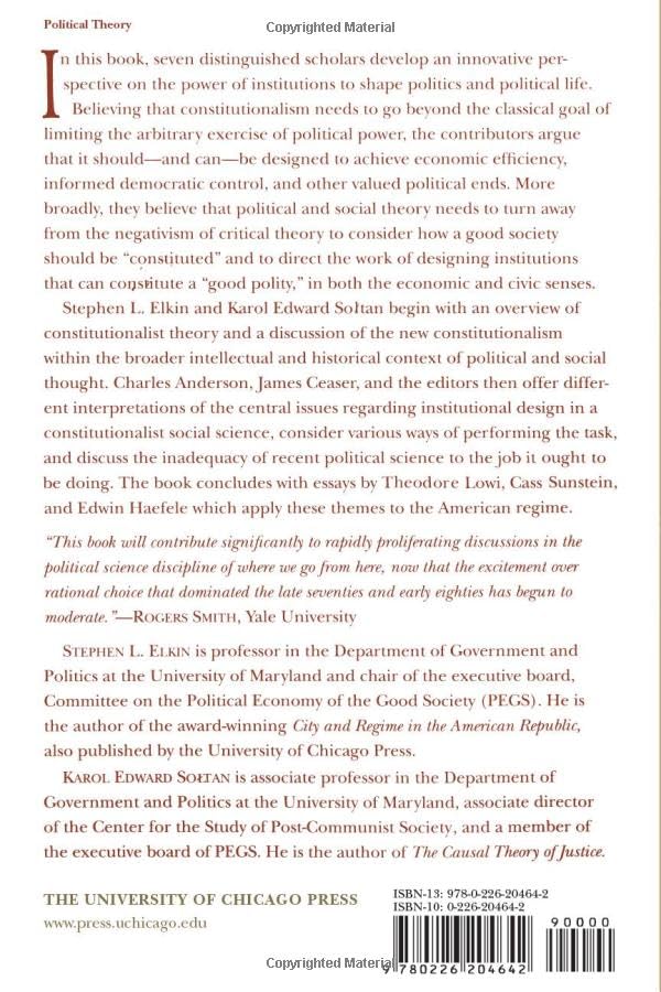A New Constitutionalism: Designing Political Institutions for a Good Society