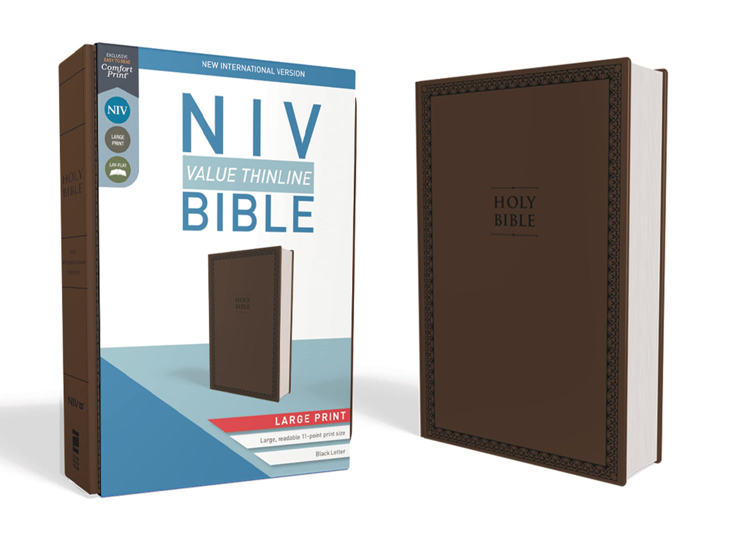 NIV Value Thinline Bible Large Print Leathersoft Brown