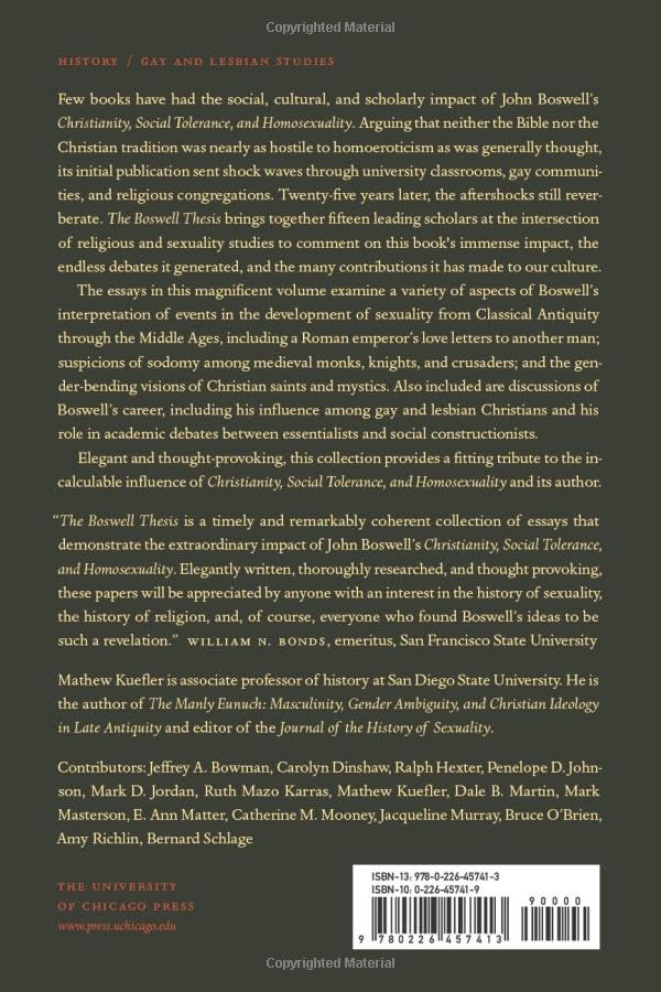 The Boswell Thesis: Essays on Christianity, Social Tolerance, and Homosexuality