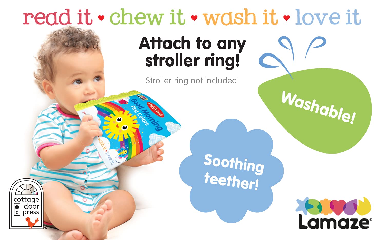 Tuffy Good Morning First Color Book - Washable, Chewable, Unrippable Pages With Hole For Stroller Or Toy Ring, Teether Tough (A Tuffy Book)