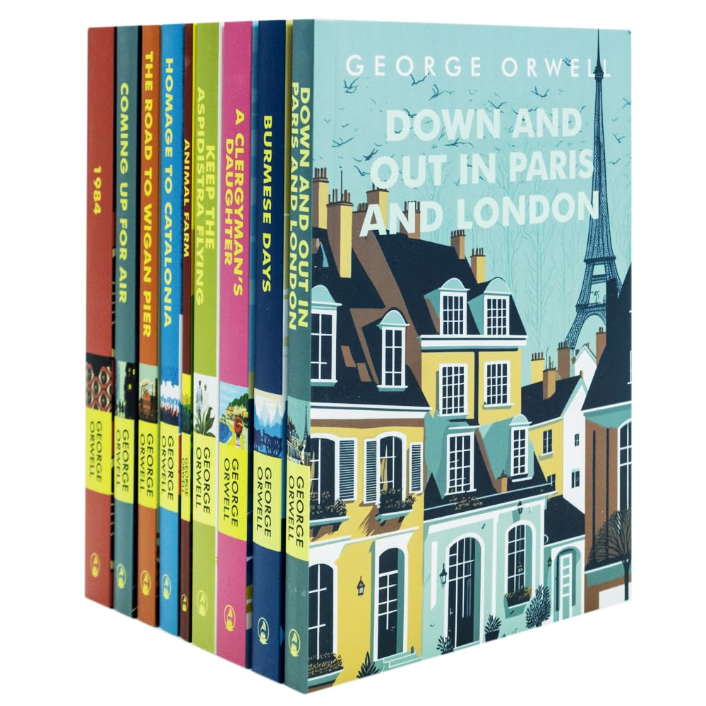 The Greatest Works of George Orwell 9 Books Set (Homage to Catalonia, Burmese Days, 1984, Animal Farm, The Road to Wigan Pier, Down and Out in Paris and London)