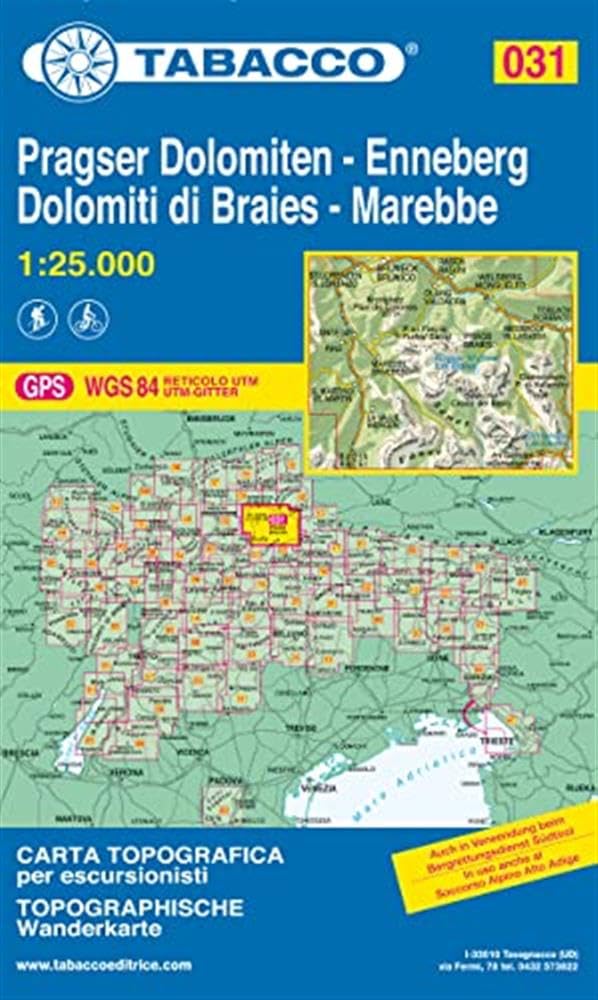 Dolomiti di Braies - Marebbe/Pragser Dolomiten - Enneberg, Italy Topographic Hiking Map #31