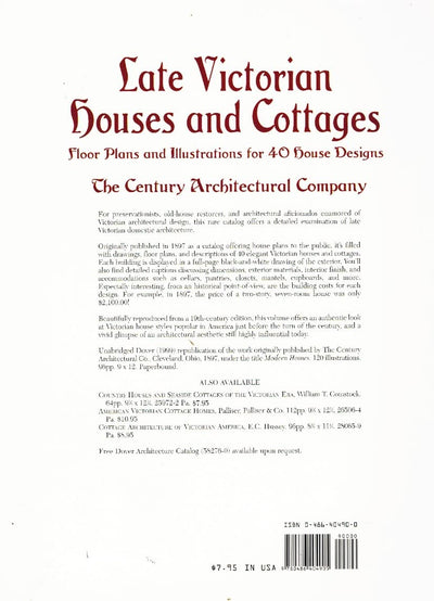 Late Victorian Houses and Cottages: Floor Plans and Illustrations for 40 House Designs