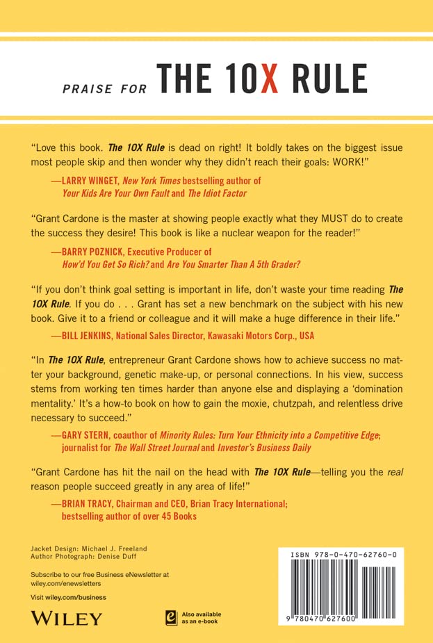 The 10X Rule: The Only Difference Between Success and Failure — back cover