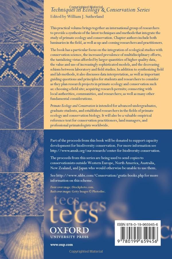 PRIMATE ECOLOGY AND CONSERVATION (TECS) (Techniques in Ecology & Conservation)