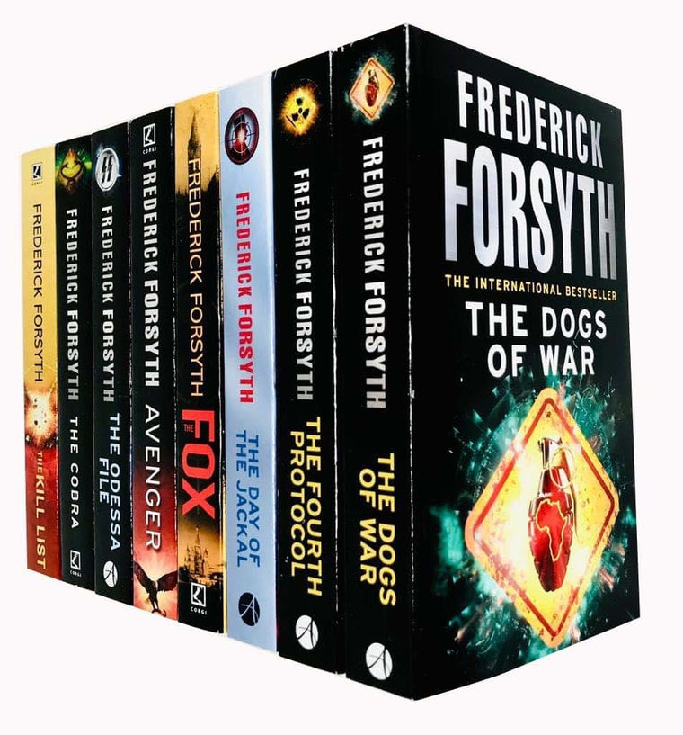 Frederick Forsyth 8 Books Collection Set (The Kill List, The Cobra, The Odessa File, Avenger, The Fox, The Fourth Protocol, The Day of the Jackal, The Dogs Of War)