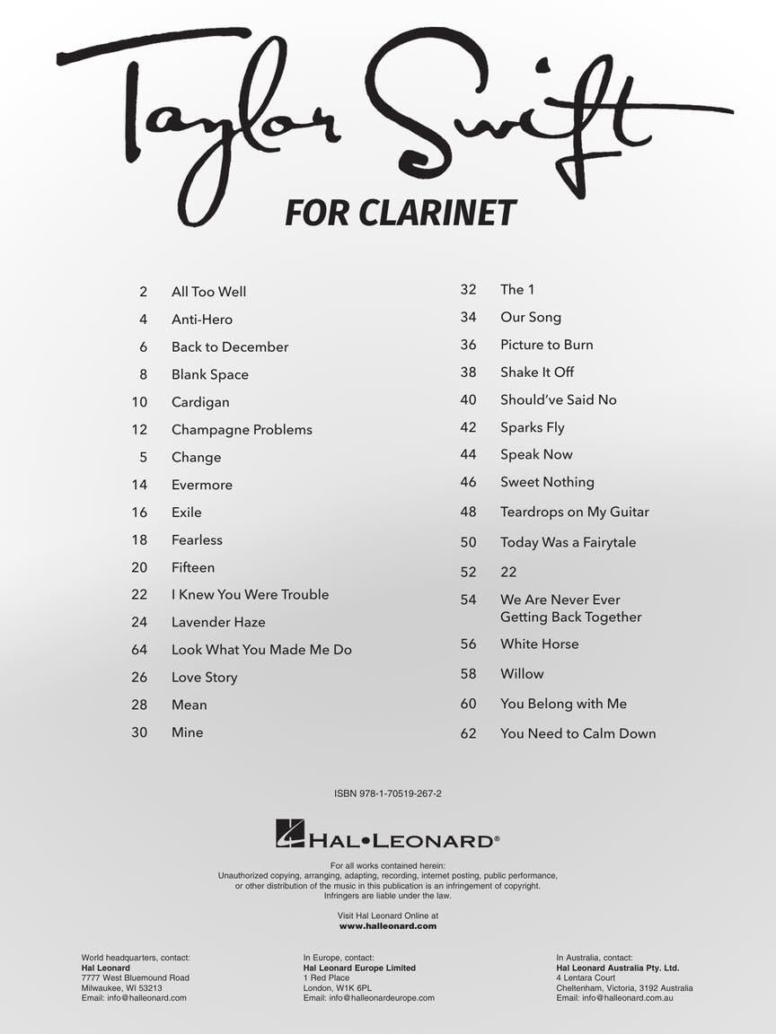 Taylor Swift: for Clarinet