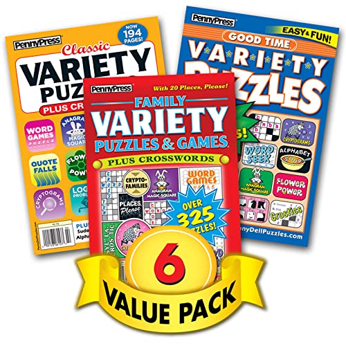 Jumbo Crosswords & Family Variety Puzzles & Games for Adults & Seniors - 6 Pack [Paperback] Penny Press/Dell Magazines