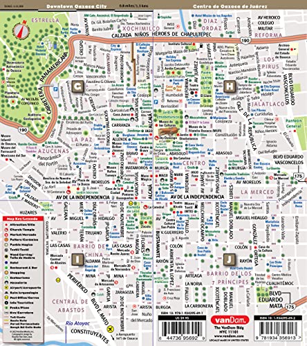 StreetSmart Oaxaca Map by VanDam -- Laminated State, Region and City Map to Oaxaca, Mexico with all attractions, sights, museums, mezcalerias, hotels, ... 2024 Edition (English and Spanish Edition)