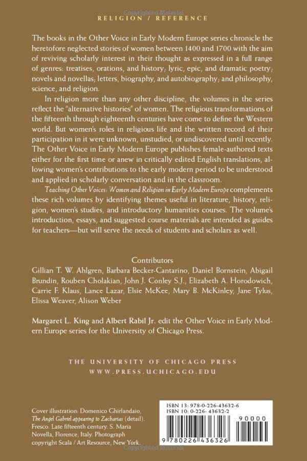 Teaching Other Voices: Women and Religion in Early Modern Europe