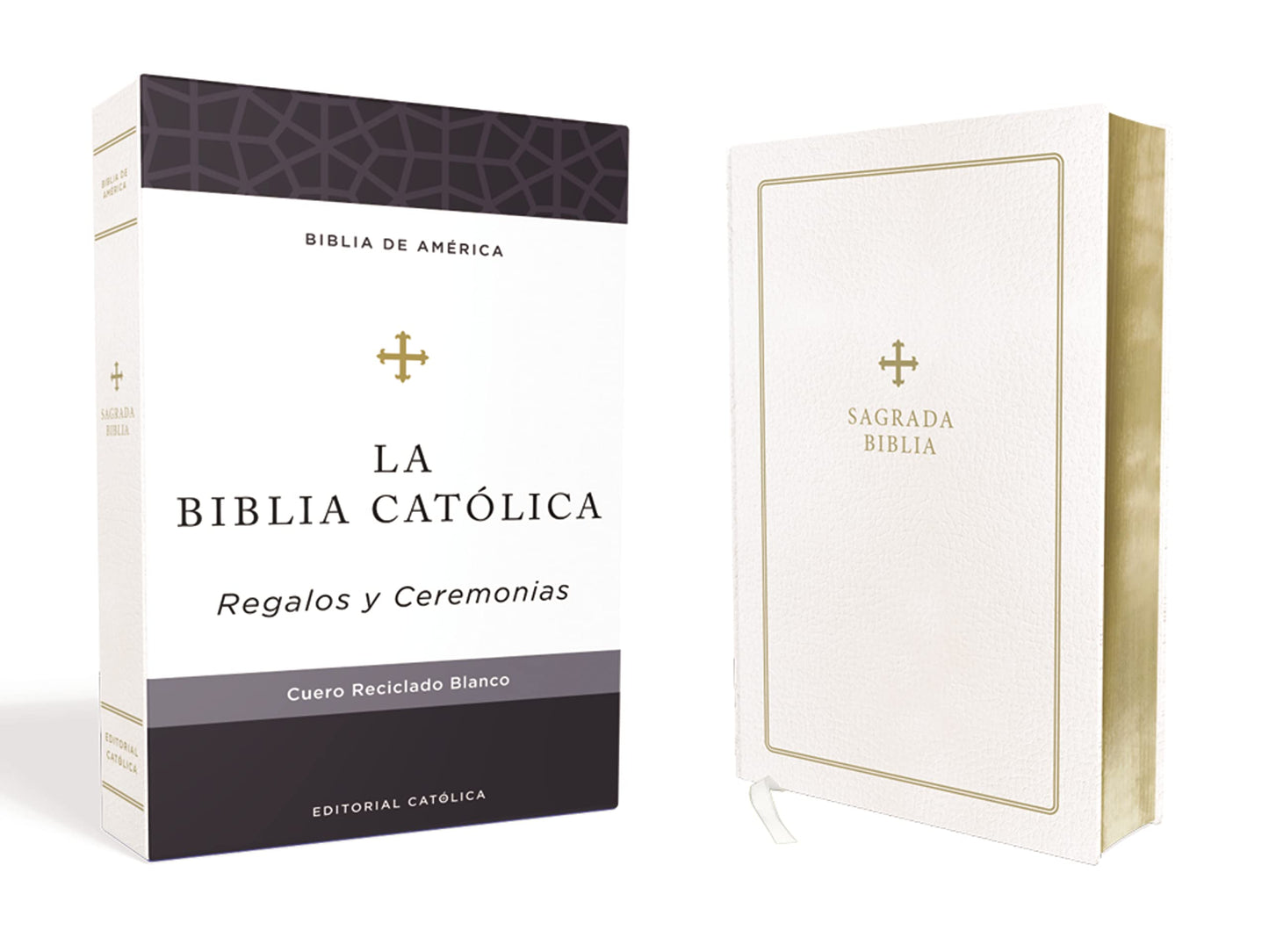 Biblia Catlica, Regalos y Ceremonias, Piel reciclada, Blanco, Comfort Print (Biblia De America) (Spanish Edition)