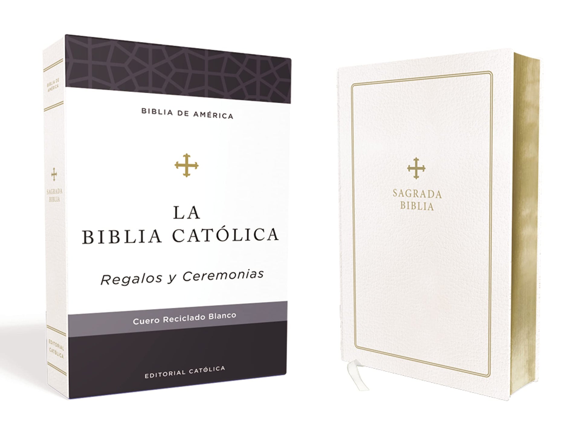 Biblia Catlica, Regalos y Ceremonias, Piel reciclada, Blanco, Comfort Print (Biblia De America) (Spanish Edition)
