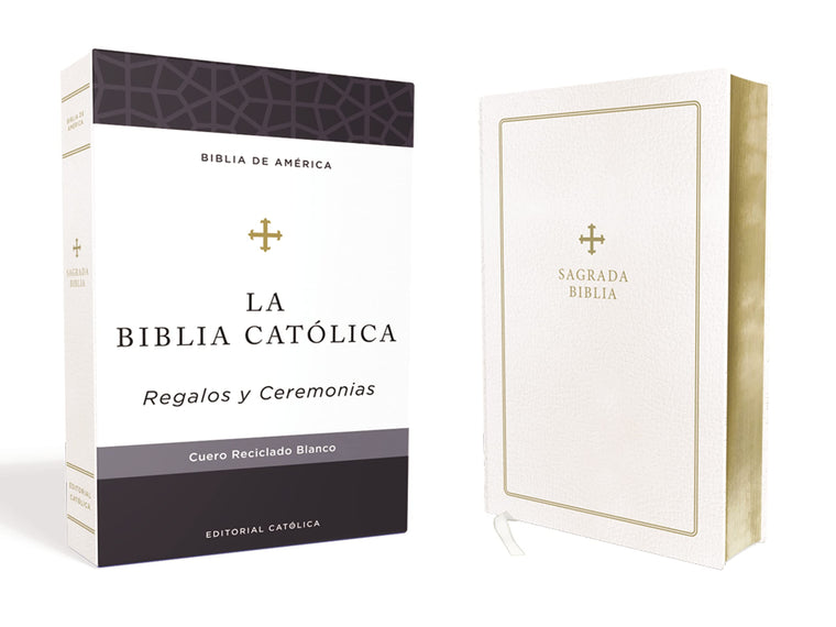 Biblia Catlica, Regalos y Ceremonias, Piel reciclada, Blanco, Comfort Print (Biblia De America) (Spanish Edition)