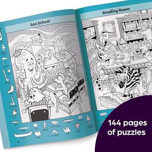 School Puzzles: Activity Book for Kids 6 and Up with Over 100 Puzzles Featuring Classrooms, Field Trips and More, Search and Find Over 1,900 Hidden Objects (Highlights Hidden Pictures)