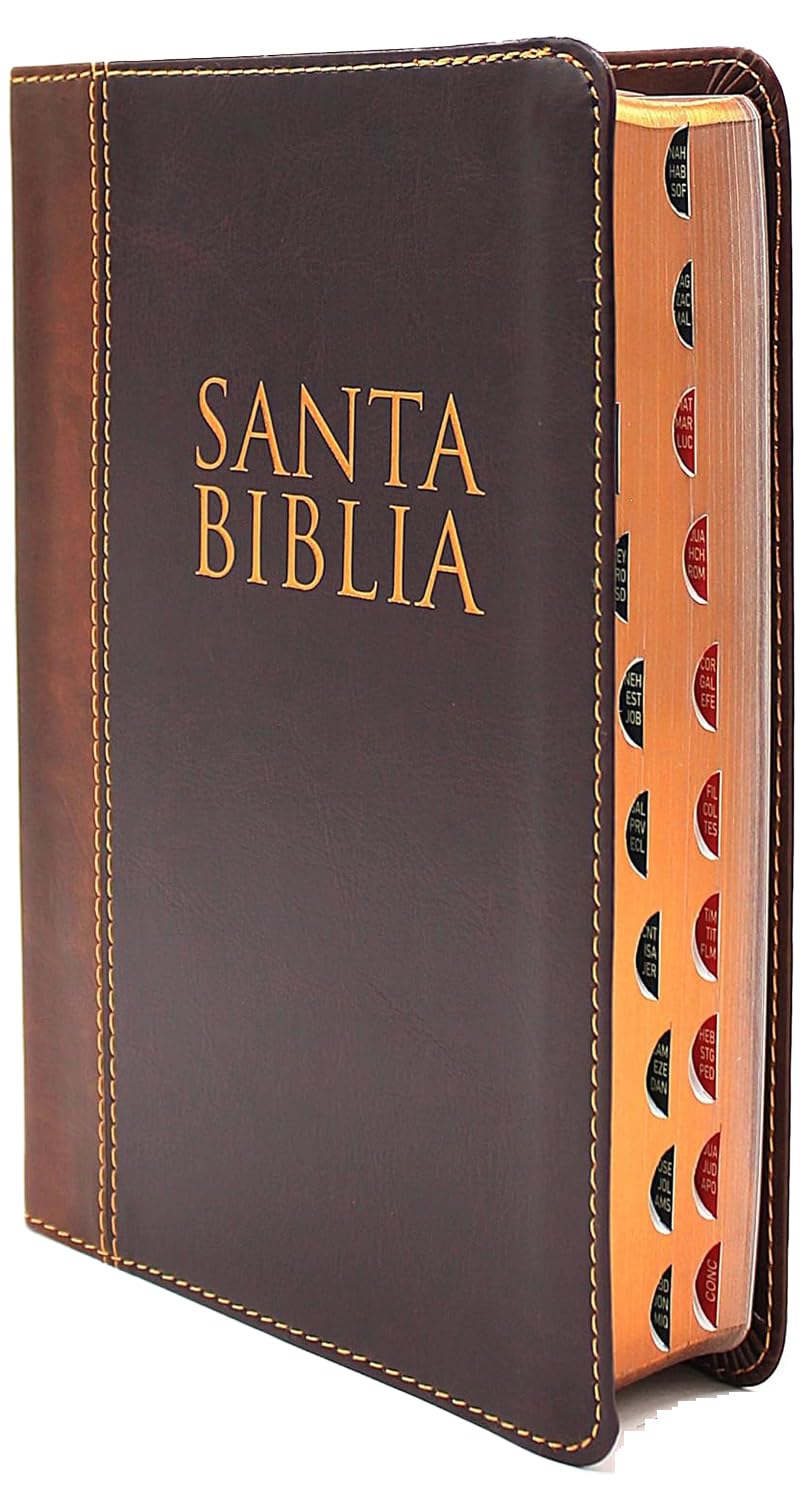 Santa Biblia Reina Valera 1960 Edicion de Lujo Letra Grande tamano manual con fotos e ilustraciones indice caoba / cafe claro (Spanish Edition)