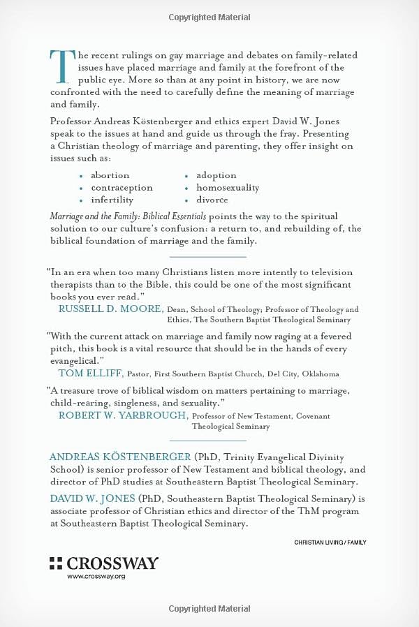 Marriage and the Family: Biblical Essentials — back cover