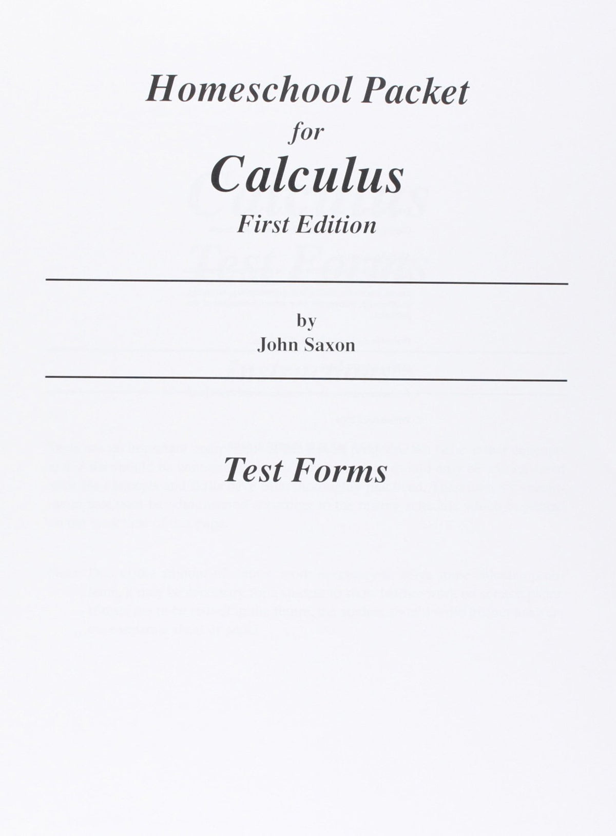 Home Study Packet for Calculus with Trigonometry and Analytic Geometry